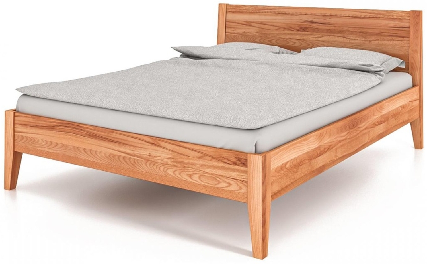 Bett Sydo 7 aus Kernbuche massiv 90x200 cm mit Holzkopfteil und Holzbeinen Bild 1