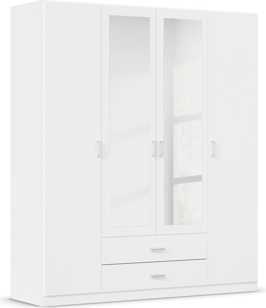 rauch 'GAMMA' Kleiderschrank, Drehtürenschrank, 4-türig, 2 Spiegeltüren teilaufgelegt, 2 Schubkästen, Alpinweiß, 181 x 210 x 54 cm Bild 1