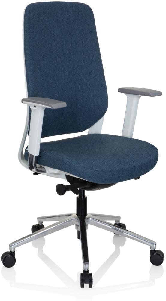 hjh OFFICE Profi Bürostuhl CHIARO T4 WHITE Stoff Blau Bild 1