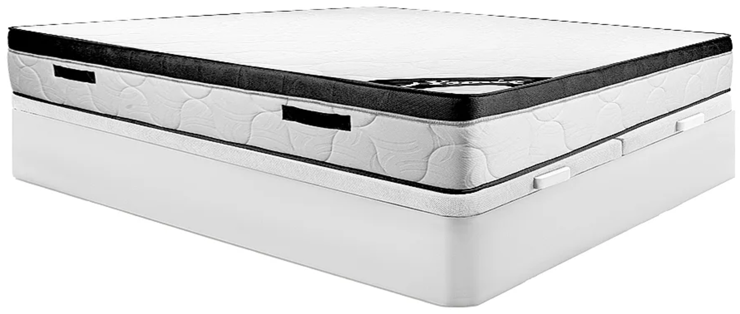 Vente-unique - Set aus Bettgestell mit Bettkasten + Schaumstoffmatratze - 180 x 200 cm - Stärke 30 cm - Weiß - SOLAK von YSMÉE Bild 1