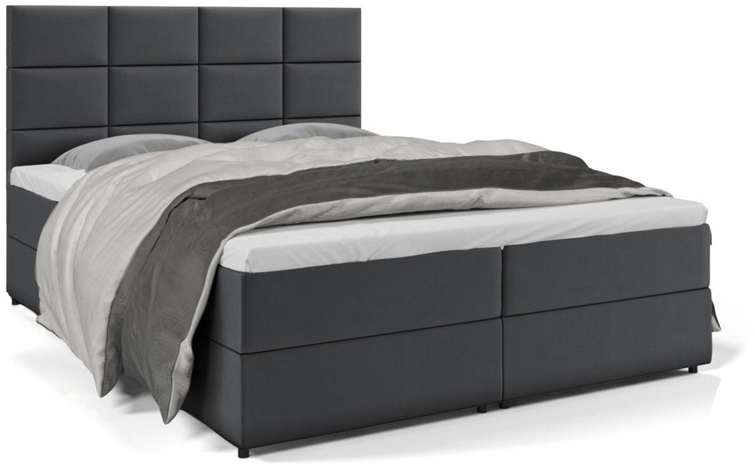 Deine Möbel 24 Boxspringbett MARKUS Komplettbett Polsterbett Bett Bonellfederkernmatratzen H3 (Taschenfederkernmatratzen 7 Zonen H4 optional Samt Velour, 3-St, Ehebett Matratzen H3 / H4 zur Auswahl Grau Dunkelgrau Schwarz), inkl Topper Bettkästen, 120x... Bild 1