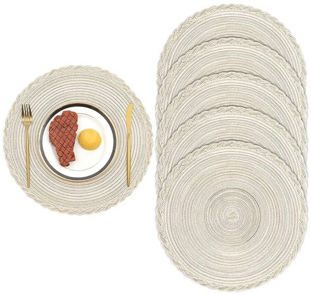 NUODWELL Platzset 6er Set Runde Platzsets Baumwolle,Hitzebeständig Geflochtene Platzsets Bild 1