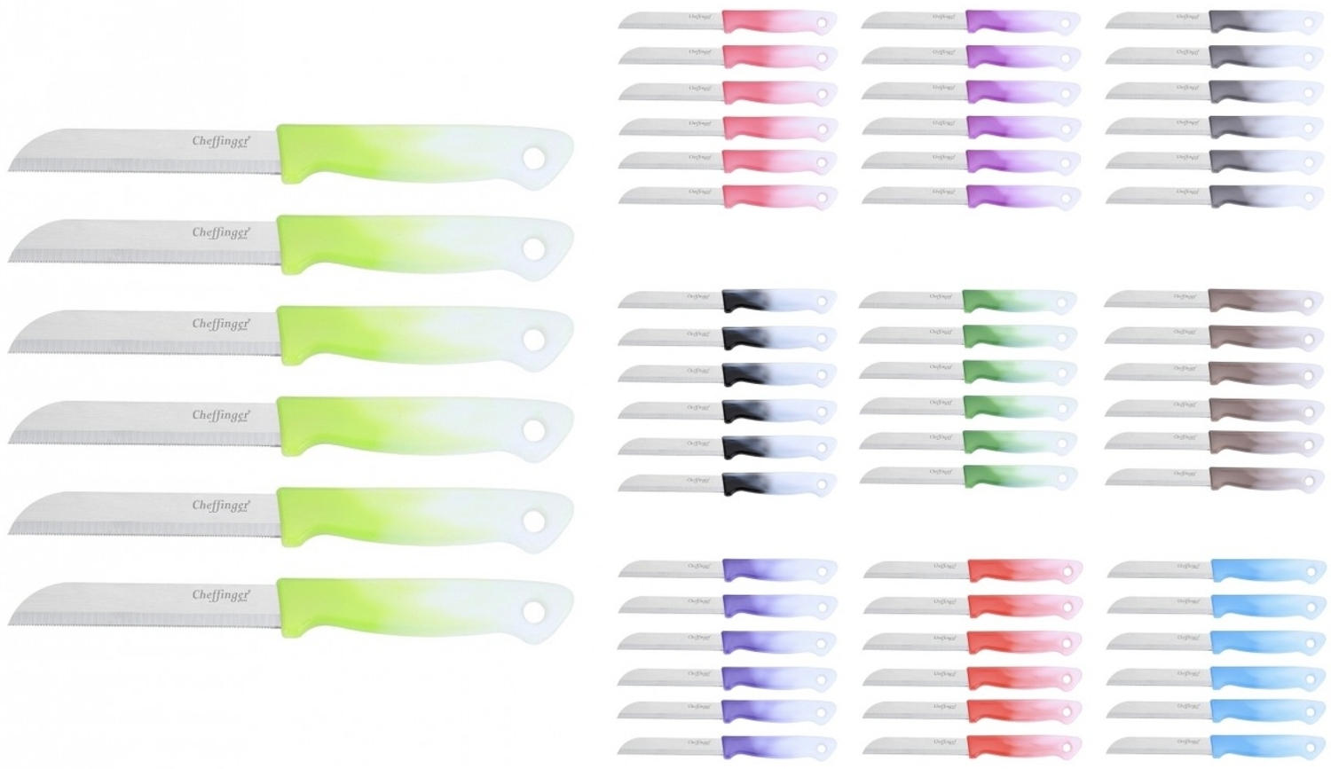 Cheffinger Messer-Set Küchenmesser Steakmesser 6-tlg CF-MK06 Auswahl Farbe Grau Bild 1