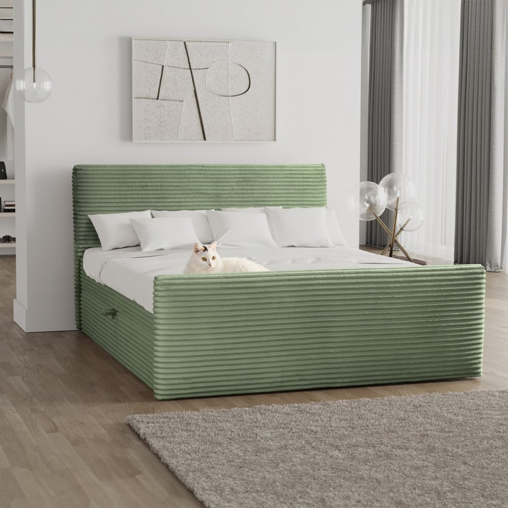 Kaiser Möbel Boxspringbett Boxspringbett mit bettkasten und topper TRENTO stoff Plüsch Cord, mit Topper mit Bettkasten Bild 1