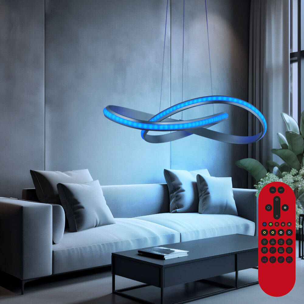 RGB LED Pendelleuchte, Fernbedienung, Smart App, H 140 cm Bild 1