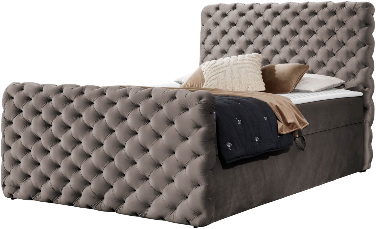 Boxspringbett Serrula Lux, Grau, 140 x 200 cm Bild 1