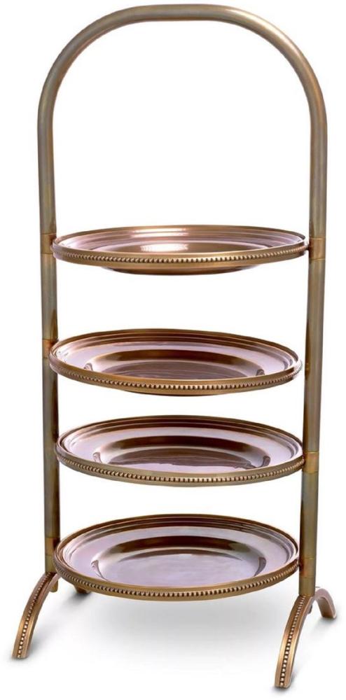 Casa Padrino Luxus Etagere mit Tragegriff Vintage Messing 21 x 18,5 x H. 47,5 cm - Gastronomie Accessoires - Restaurant Accessoires - Hotel Accessoires - Luxus Accessoires - Luxus Qualität Bild 1