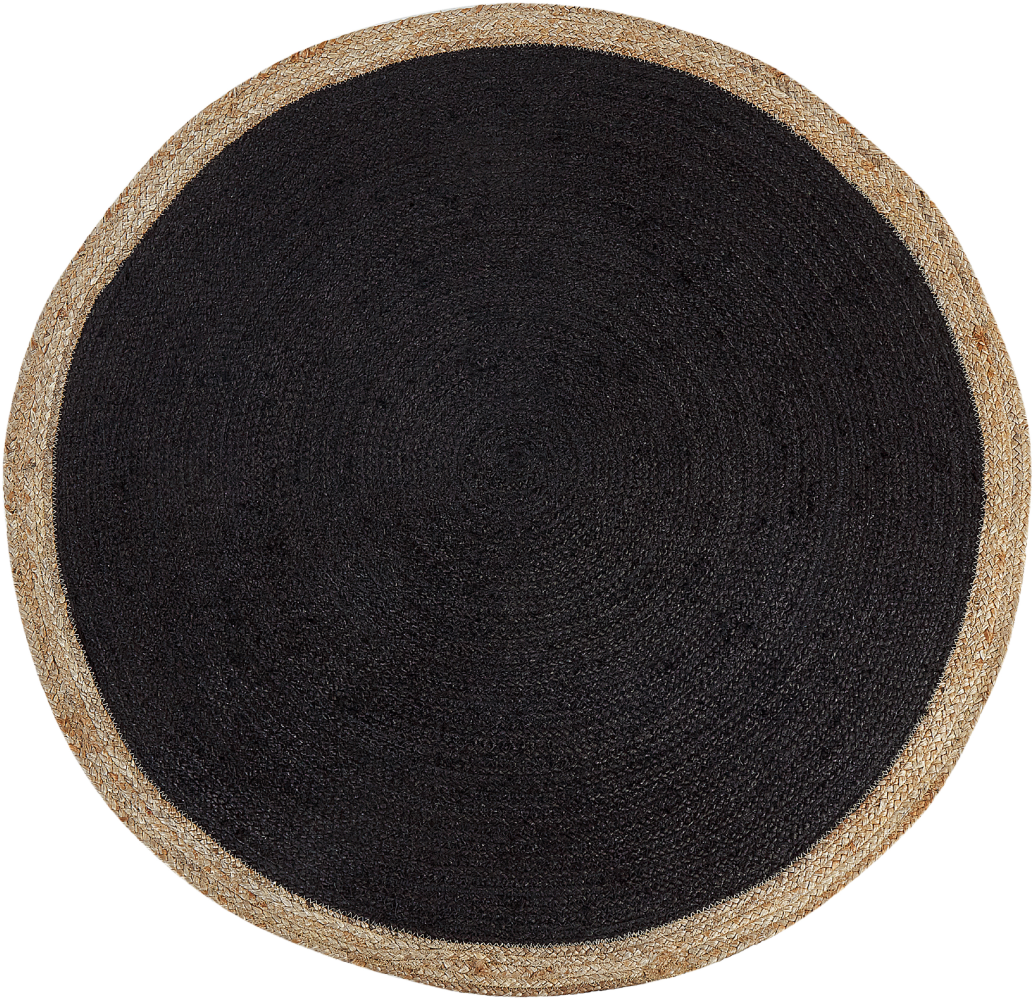 Teppich Jute schwarz ⌀ 120 cm Kurzflor MENEMEN Bild 1