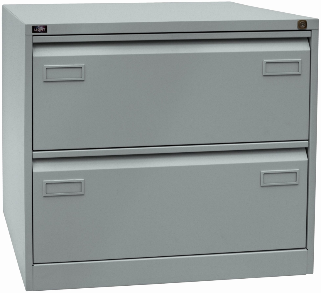 Bisley LIGHT Hängeregistraturschrank, doppelbahnig, DIN A4, 2 HR-Schubladen, Farbe silber Bild 1