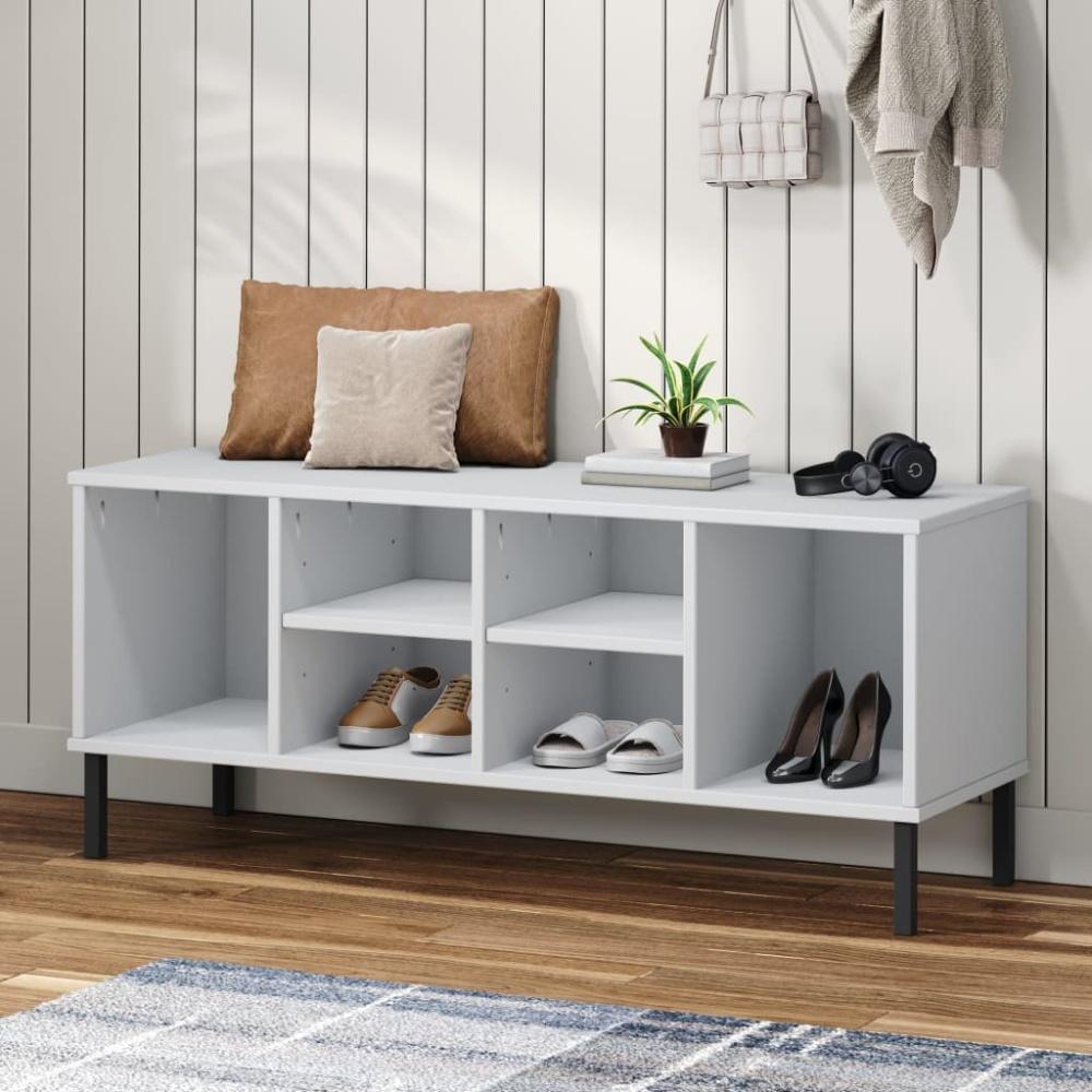 vidaXL Schuhregal OSLO mit Metallbeinen Weiß 106x35x45 cm Massivholz 350996 Bild 1