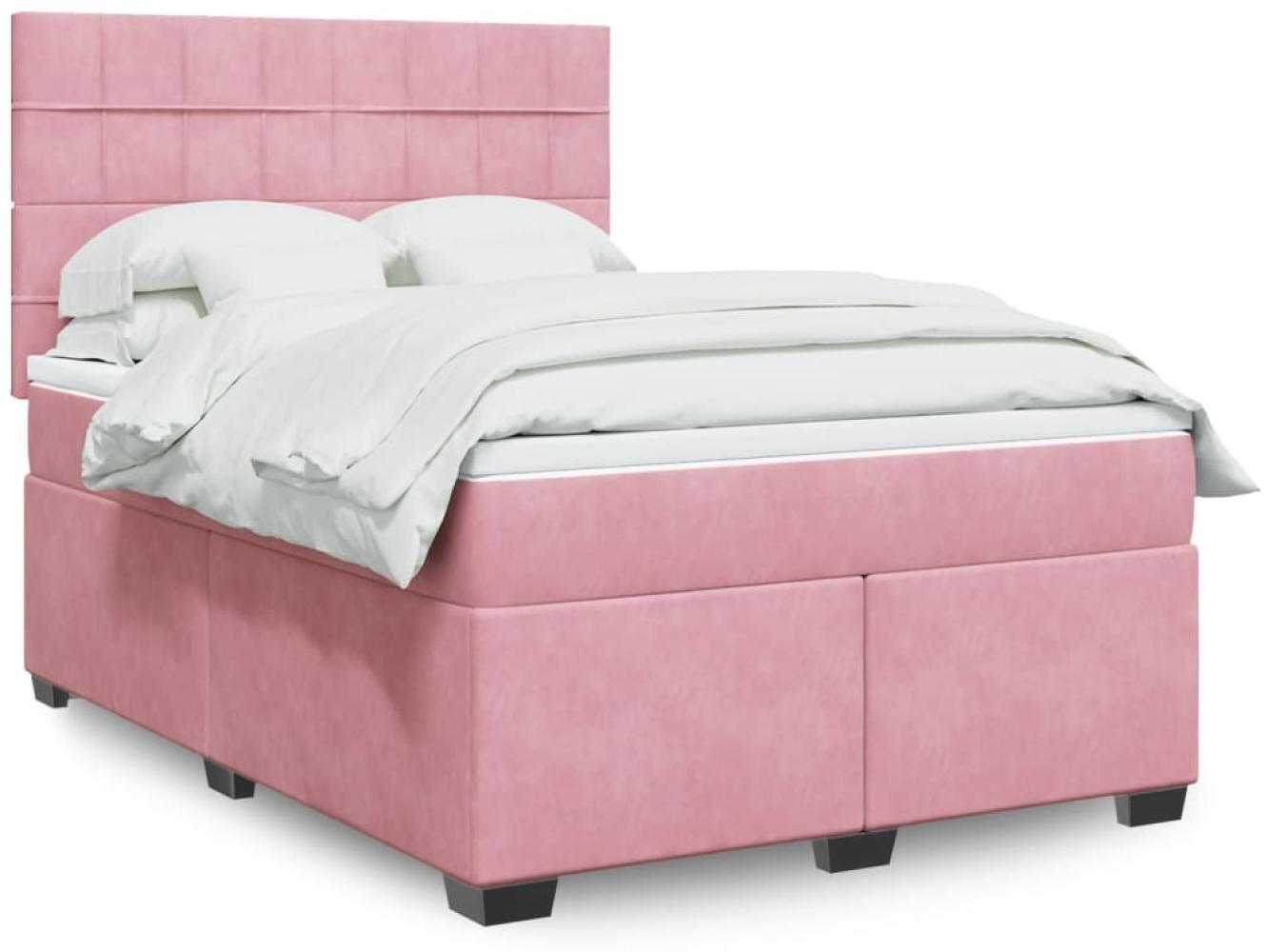 vidaXL Boxspringbett mit Matratze Rosa 160x200 cm Samt 3293259 Bild 1