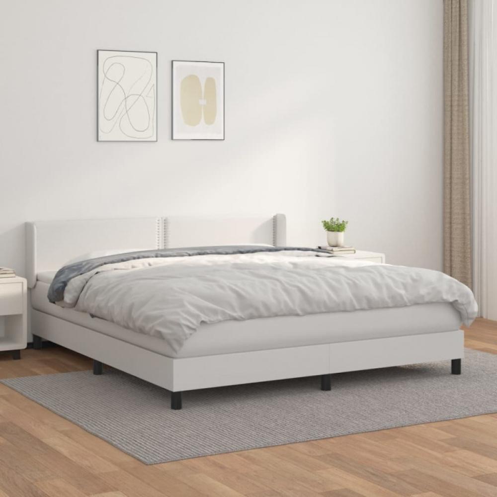 Boxspringbett mit Matratze Weiß 180x200 cm Kunstleder (Farbe: Weiß) Bild 1