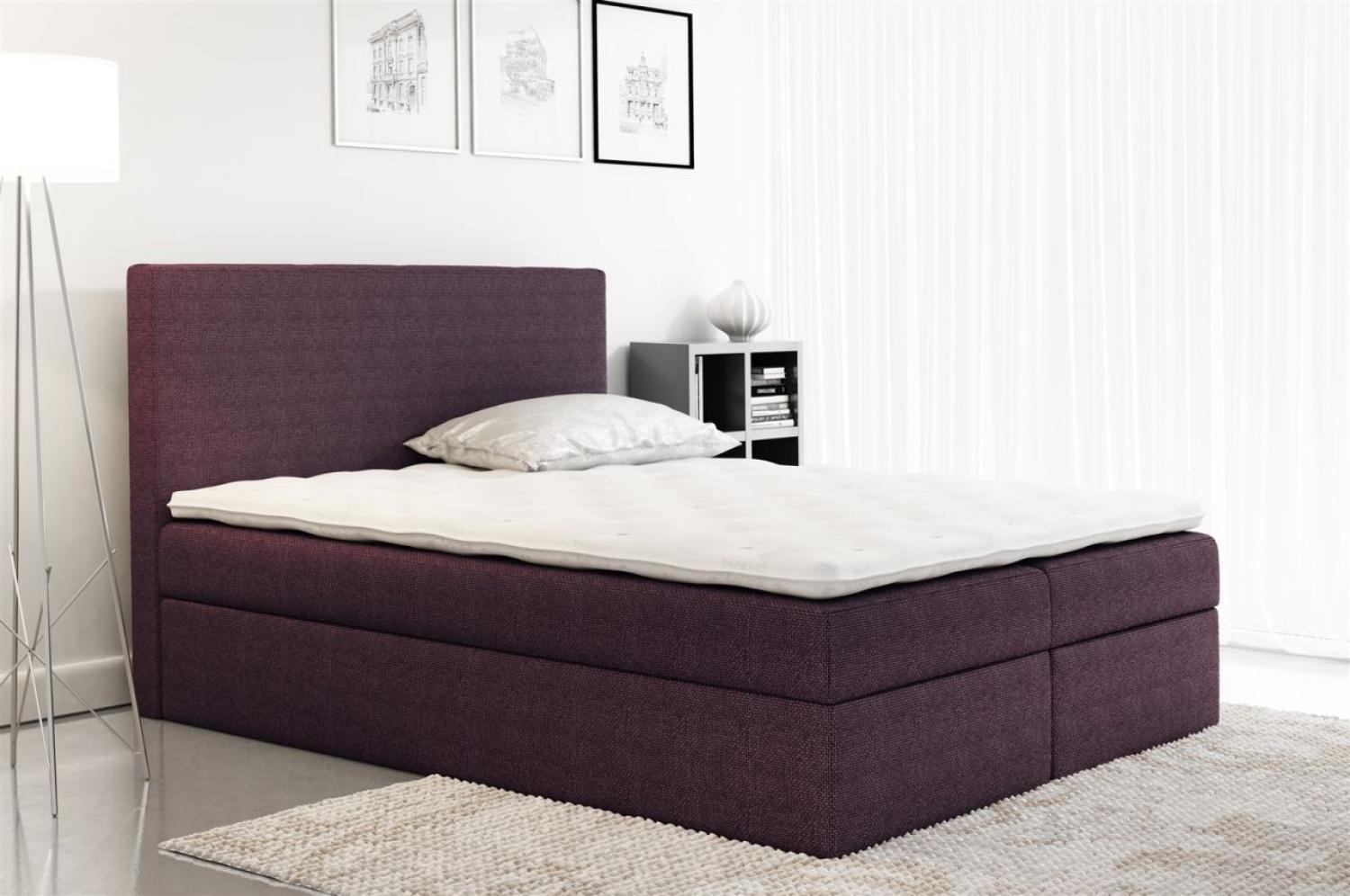 Boxspringbett Schlafzimmerbett KELIS Webstoff Violett 120x200cm Bild 1