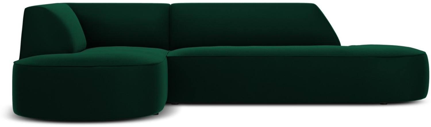 Micadoni 4-Sitzer Samtstoff Modular Ecke links Sofa Ruby | Bezug Bottle Green | Beinfarbe Black Plastic Bild 1