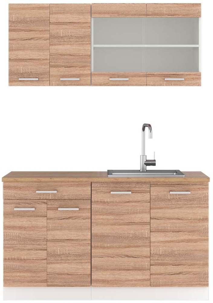 Küchenzeile R-Line Sonoma/Weiß 140 cm , AP Eiche Vicco Bild 1