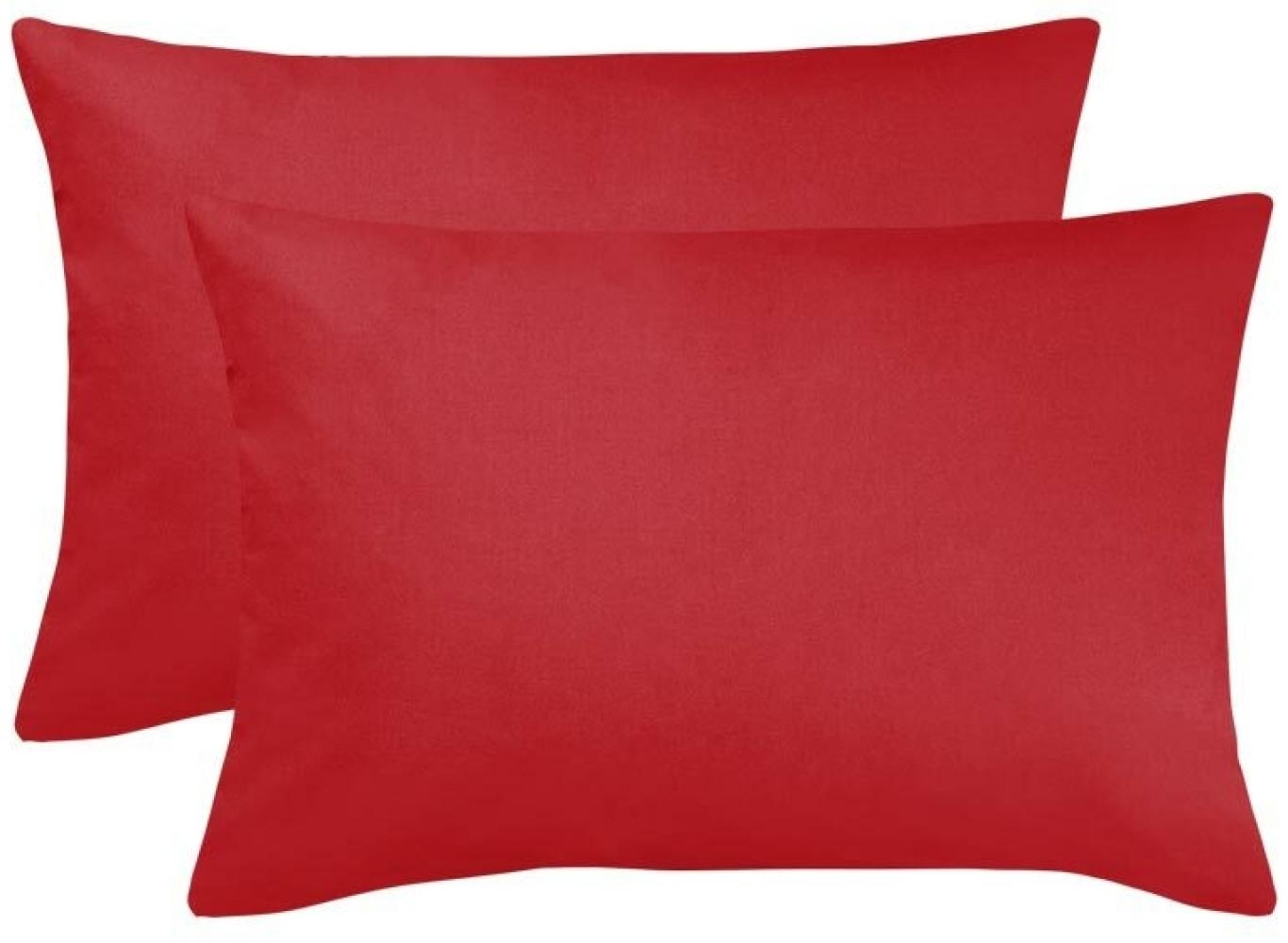 BettwarenShop Single Jersey Kissenbezug Ulm 2er Pack|40x60 cm| rot Bild 1