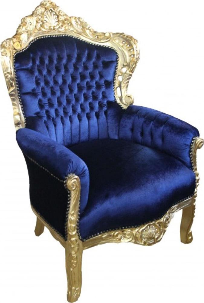 Casa Padrino Barock Sessel King Royalblau / Gold 85 x 85 x H. 120 cm Bild 1