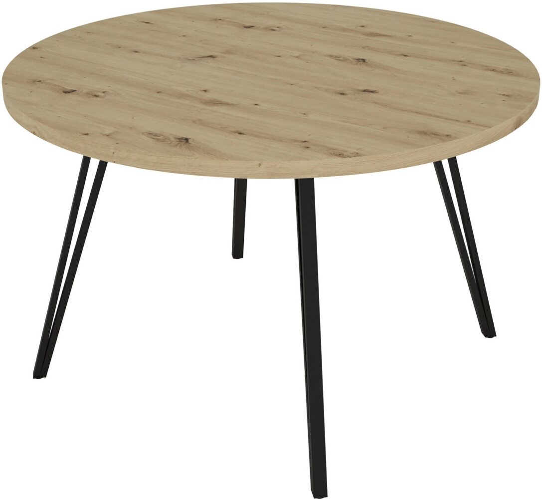 byLIVING Esstisch MARTA / runde Tischplatte Artisan Eiche / Gestell Metall schwarz matt / Küchentisch für bis zu 5 Personen / D 120 cm, H 76 cm Bild 1