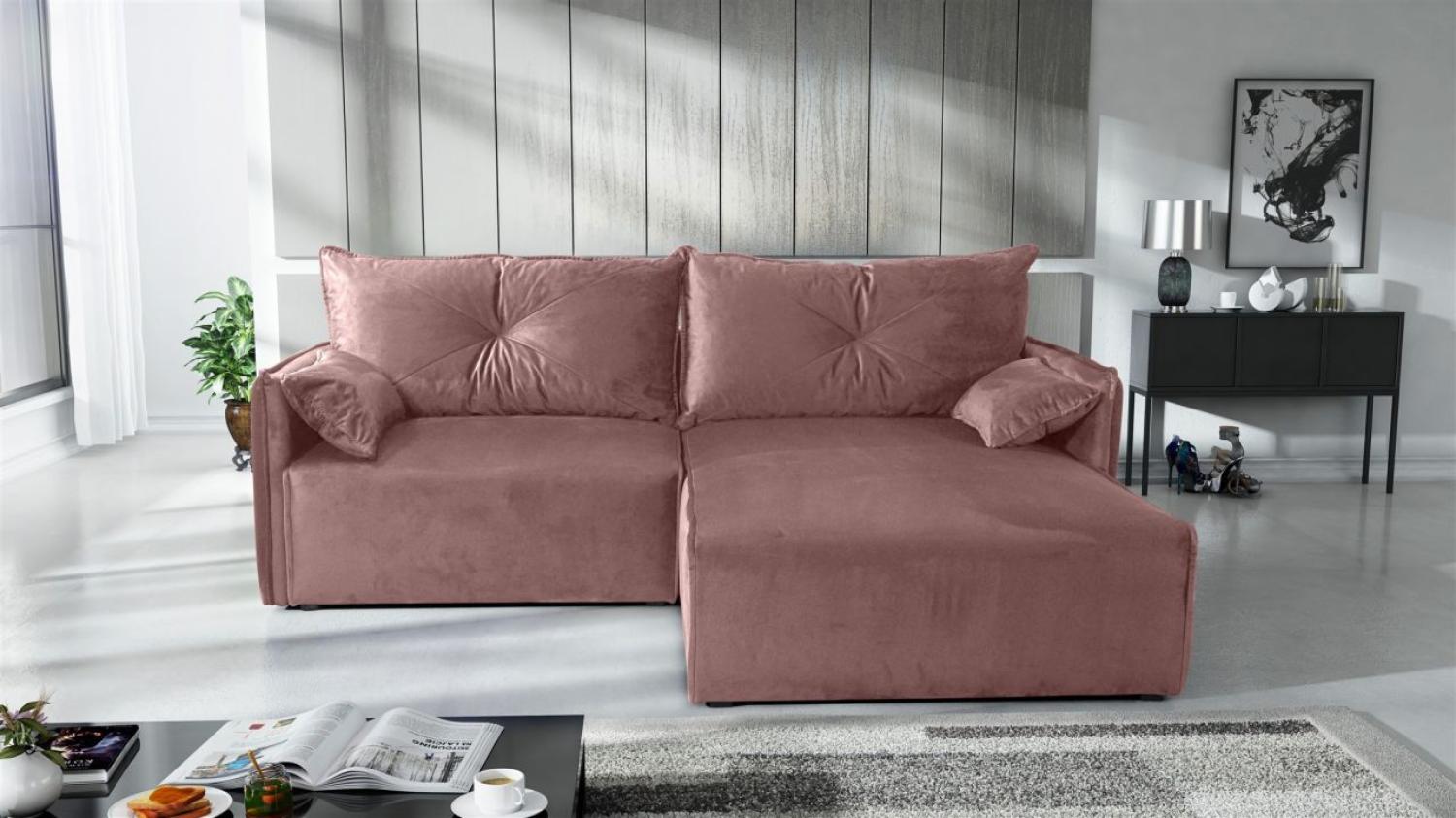 Ecksofa mit Schlaffunktion HUNTER XS in Stoff Royal Altrosa Ottomane Rechts Bild 1