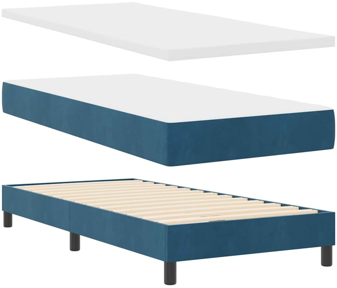 vidaXL Boxspringbett mit Matratze Schwarz 100x200 cm Velvet Dunkelblau 3341406 Bild 1