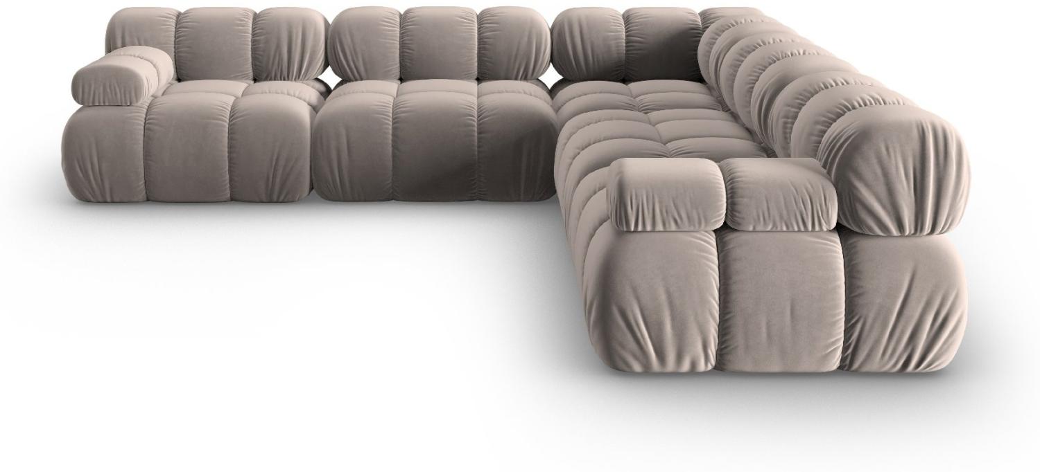 Micadoni Symmetrisches Ecksofa Bellis 5-Sitzer Samtstoff Beige Bild 1