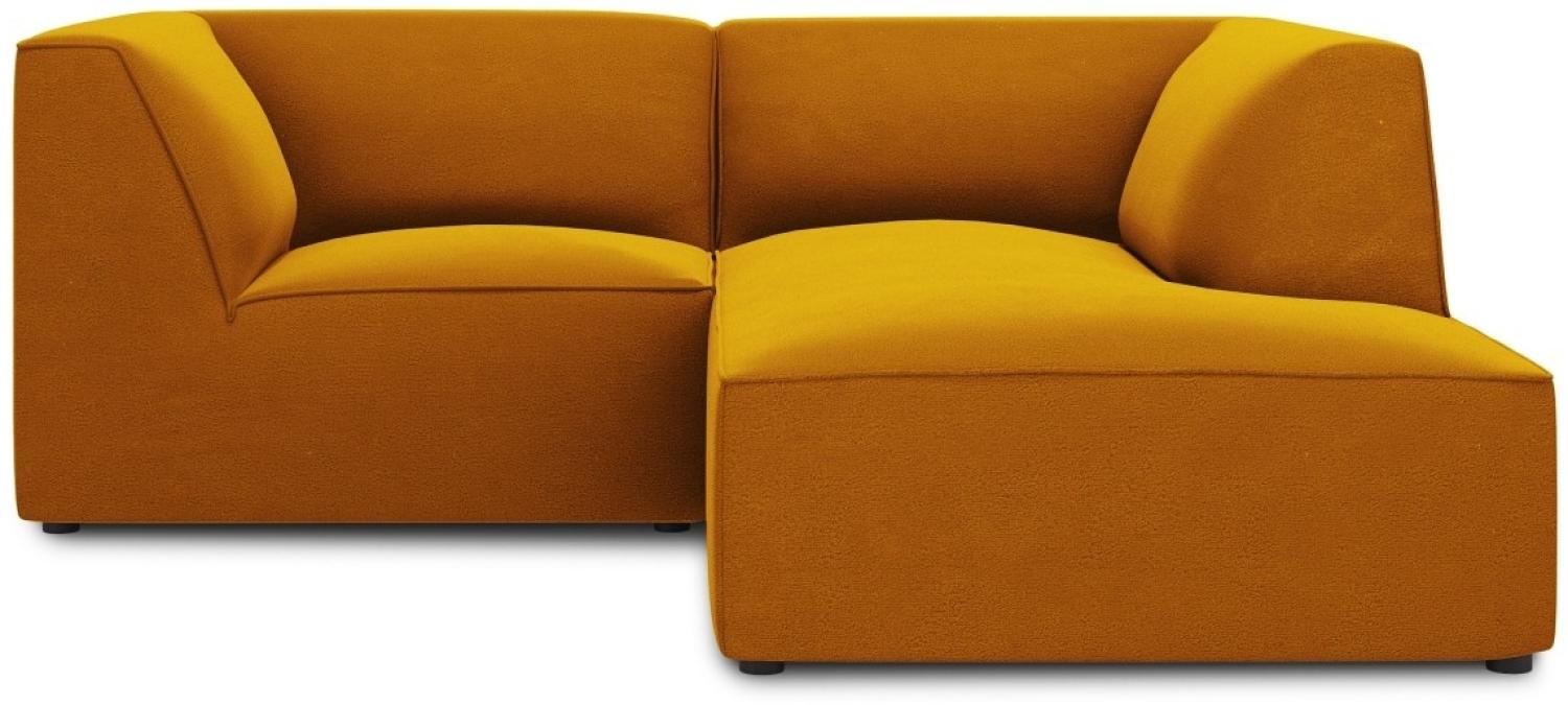 Micadoni 3-Sitzer Samtstoff Modular Ecke rechts Sofa Ruby | Bezug Yellow | Beinfarbe Black Plastic Bild 1