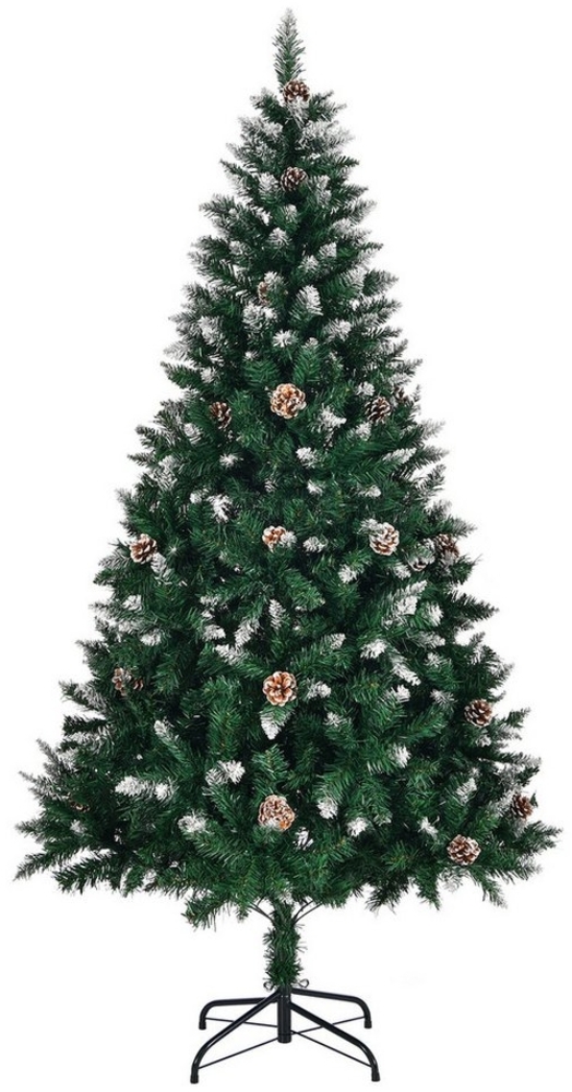 FCH Künstlicher Weihnachtsbaum 180 cm lange grüne Spray-weiße 800 Zweige mit Tannenzapfen, PVC-Material, Mit Ständer, heimischer Weihnachtsbaum Bild 1