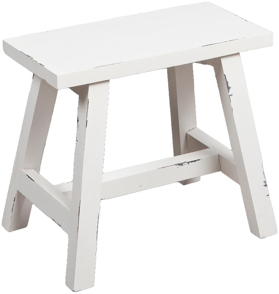 Hocker HAJER ca. L50cm Antik-Weiß Bootsholz Holzhocker Beistelltisch Sitzhocker Bild 1