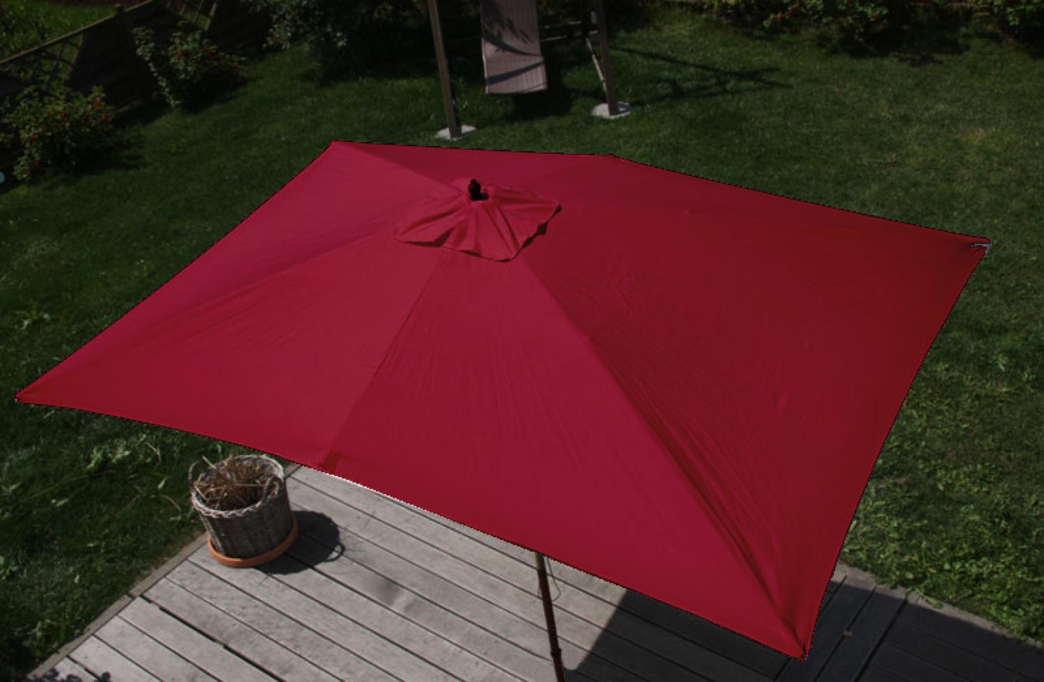 Sonnenschirm Florida, Gartenschirm Marktschirm, 2x3m Polyester/Holz 6kg ~ bordeaux Bild 1