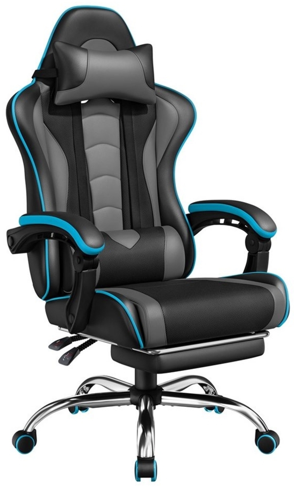 Yaheetech Gaming-Stuhl mit Massagefunktion & Kopfstütze & Fußstütze Ergonomischer PC-Stuhl, Drehstuhl Computerstuhl Verstellbare Rückenlehne Bild 1