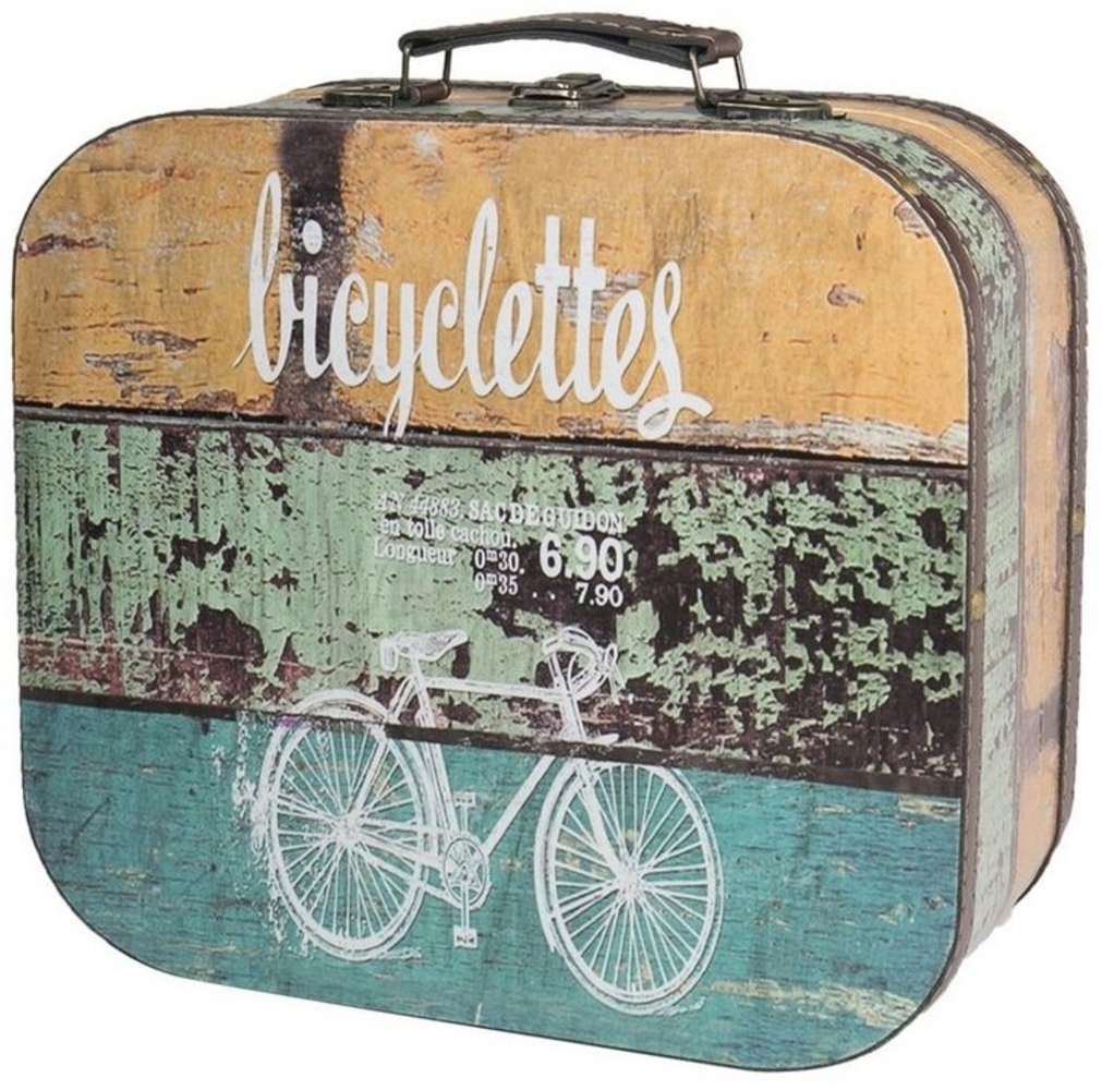 HMF Aufbewahrungsbox Kleiner Vintage Koffer aus Holz (1 St), Handgefertigter Geschenkkoffer im Fahrrad Design, 25 x 21,5 x 8,5 cm Bild 1