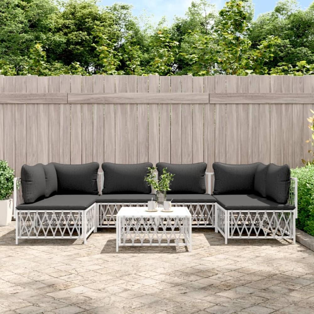 vidaXL 7-tlg. Garten-Lounge-Set mit Kissen Weiß Stahl 3186910 Bild 1