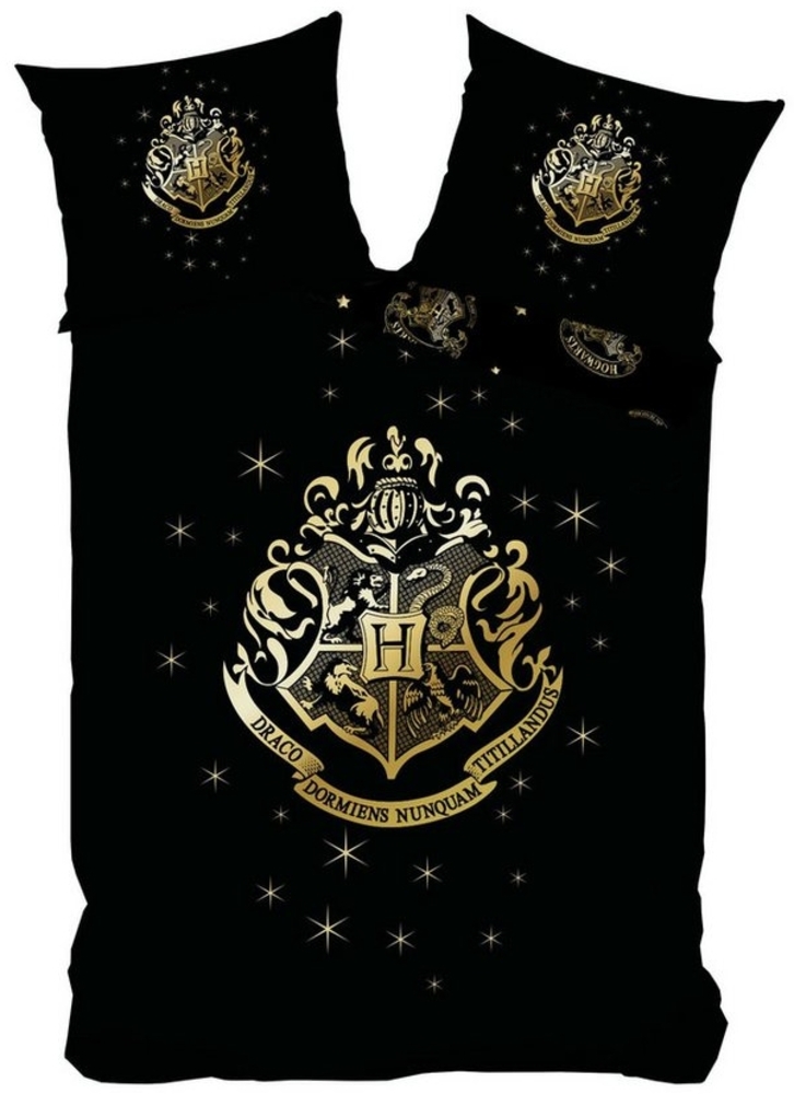 JACK Bettwäsche 135x200cm Hogwarts Harry Potter Draco Wappen Schwarz Grün, Renforcé, 2 teilig, cooles Hogwarts-Motiv für echte Fans Bild 1