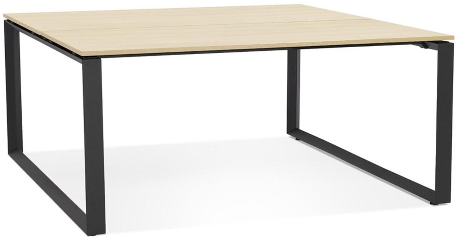 Kadima Design Computertisch 140x140 cm | Quadratisch Homeoffice Stauraum | Ergonomisch Kompakt | Beige-Schwarz | Arbeitstisch Bild 1