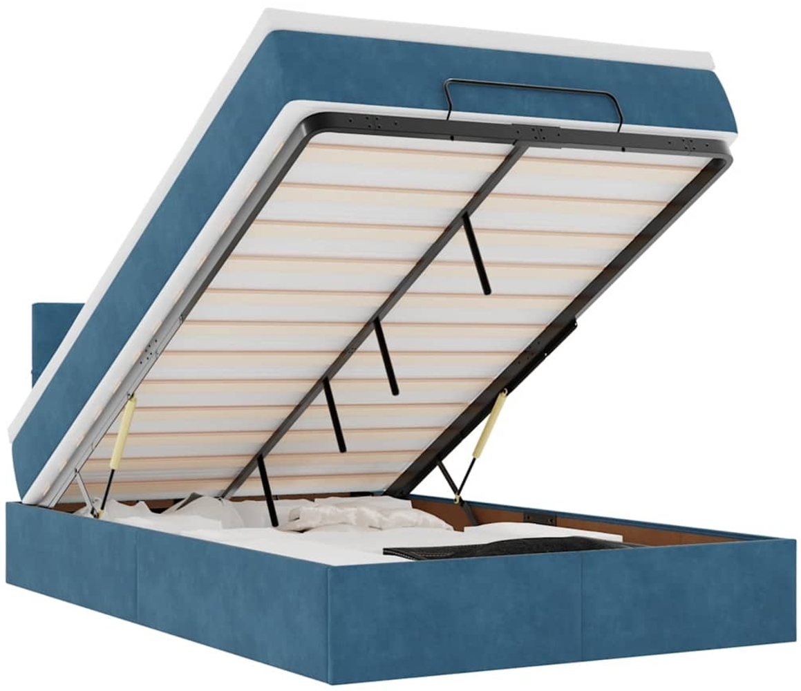 vidaXL Ottomane Bett mit Matratze & LEDs Dunkelblau 120x190 cm Samt 3312612 Bild 1