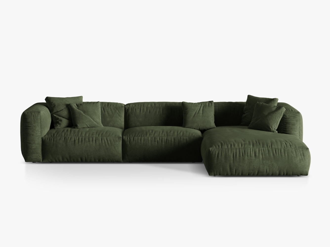 Micadoni Ecksofa Martina 3-Sitzer Samt Grün Rechts Bild 1