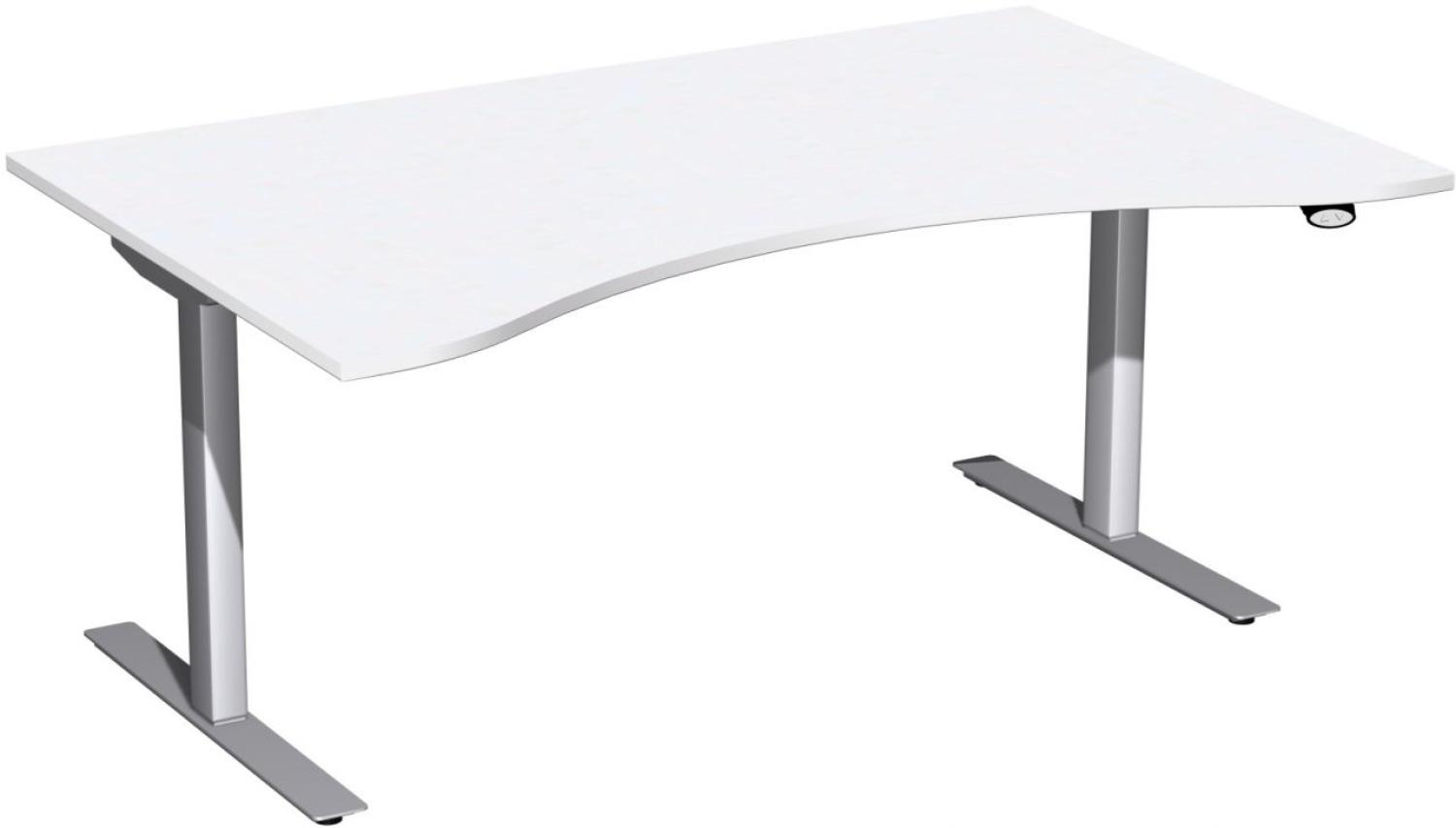 Elektro-Hubtisch 'Flex', höhenverstellbar, 160 x 100 x 68-116cm, Weiß / Silber Bild 1