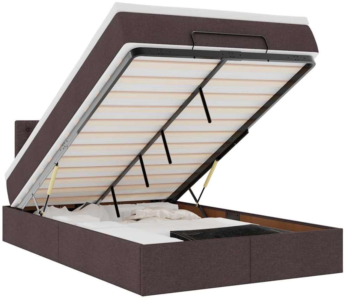 vidaXL Ottoman-Bett mit Matratze Dunkelbraun 120x200 cm Stoff 3311618 Bild 1
