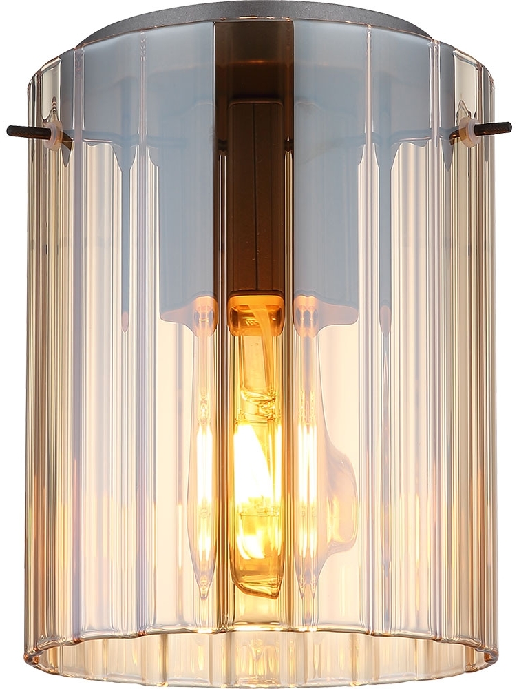 Deckenleuchte, Metall grau, Glas, amber, H 23 cm Bild 1