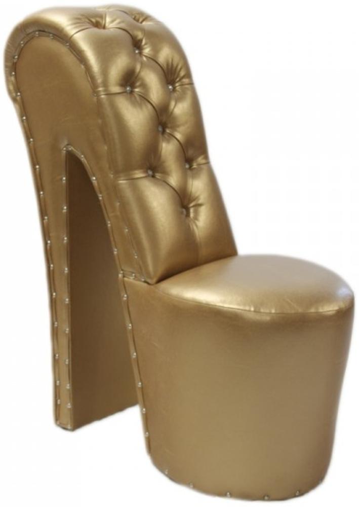 Moderner und sehr eleganter High Heel Sessel mit Dekosteinen Gold Luxus Design - Designer Sessel - Club Möbel Bild 1