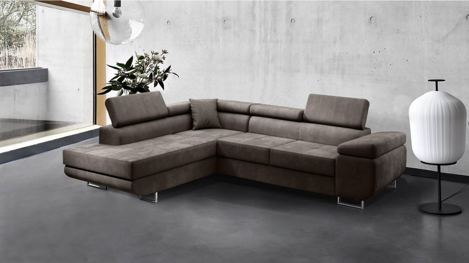 Beautysofa Ecksofa Vild Die Lieferung beinhaltet die Lieferung in die Wohnung, Eckcouch im modernes Stil, Stilvoll Eckcouch, Einstellbare Kopfstützen, inklusive Shlaffunktion und Bettkasten Bild 1