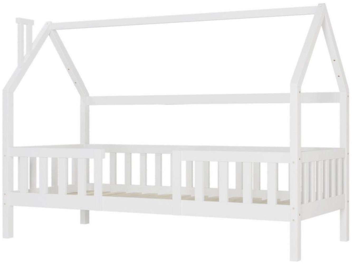 HAUSS SPLOE Kinderbett Kinderbett Holzbett Einzelbett Hausbett Bettrahmen (0-tlg, 90x200cm Weiß mit Lattenrost ohne Matratze), Platz sparen Bild 1