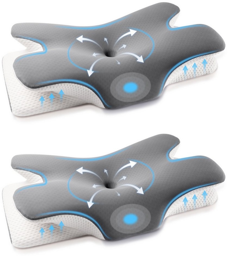 Simloveve Nackenstützkissen Seitenschläferkissen,Orthopädisches Kissen, Füllung: Memory Foam, Rückenschläfer, Seitenschläfer, Bauchschläfer, kopfkissen nackenschmerzen, Nackenstutzkissen-Set, Allergikerfreundlich, Höheneinstellbar, Waschbar, Antischnar... Bild 1