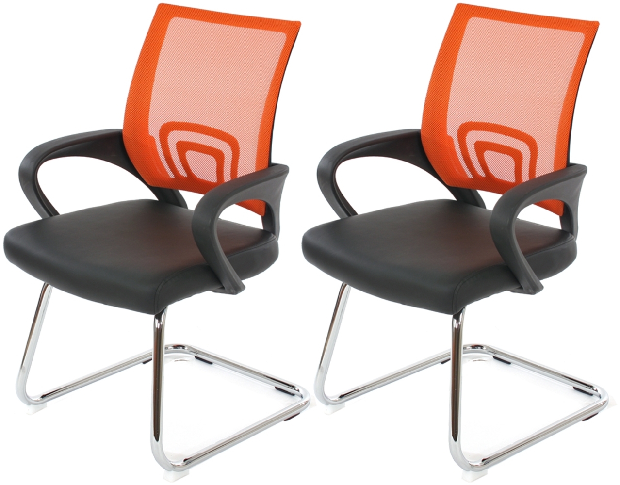 2er-Set Konferenzstuhl Ancona, Besucherstuhl, Kunstleder MVG-zertifiziert ~ orange Bild 1