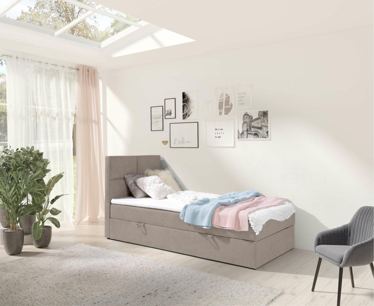 Stylefy Larni Boxspringbett Velours SORO Beige 70x200 cm Bild 1