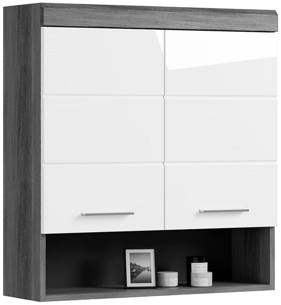 Lomadox Hängeschrank SIROCO-158 Badezimmerschrank Badezimmermöbel modern in weiß mit grau Bild 1