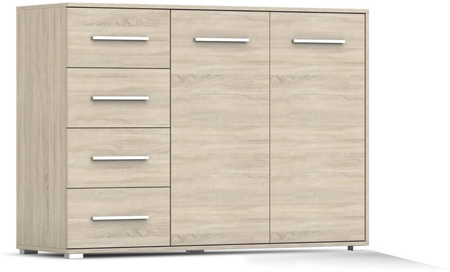 Deine Möbel 24 Kommode FAMI 01 135 cm breit Weiß Eiche Sonoma (Set, 1 St), Laminatplatte 16 cm Bild 1