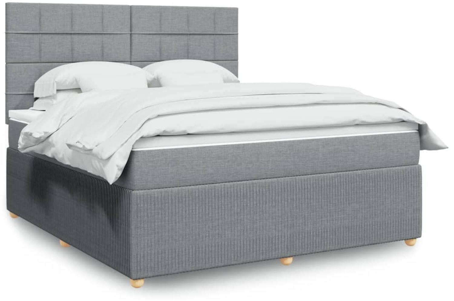 vidaXL Boxspringbett mit Matratze Hellgrau 180x200 cm Stoff 3294435 Bild 1