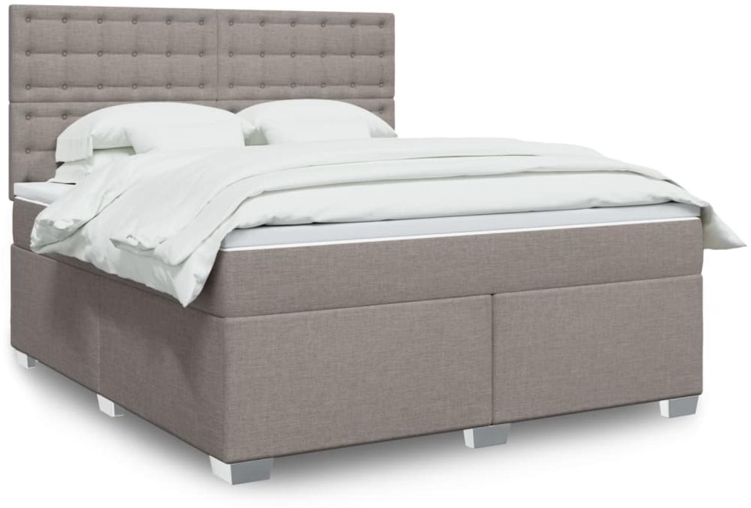 vidaXL Boxspringbett mit Matratze Taupe 180x200 cm Stoff 3292885 Bild 1