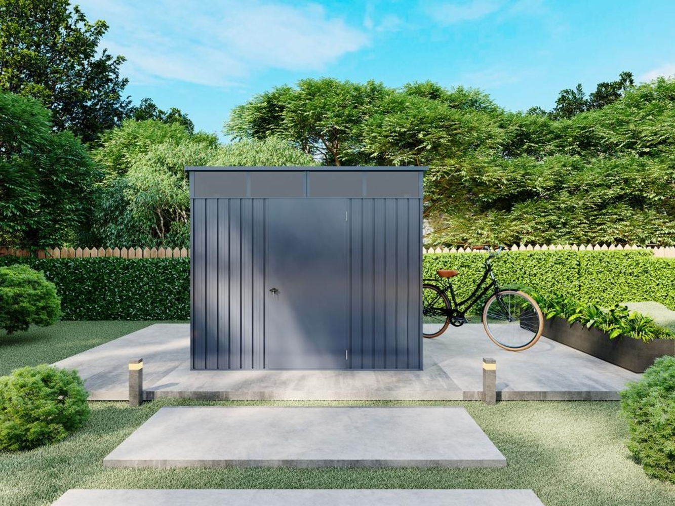 Vente-unique - Gartenhaus aus verzinktem Stahl - Anthrazitgrau - 4,6 m² - CLAFTON Bild 1